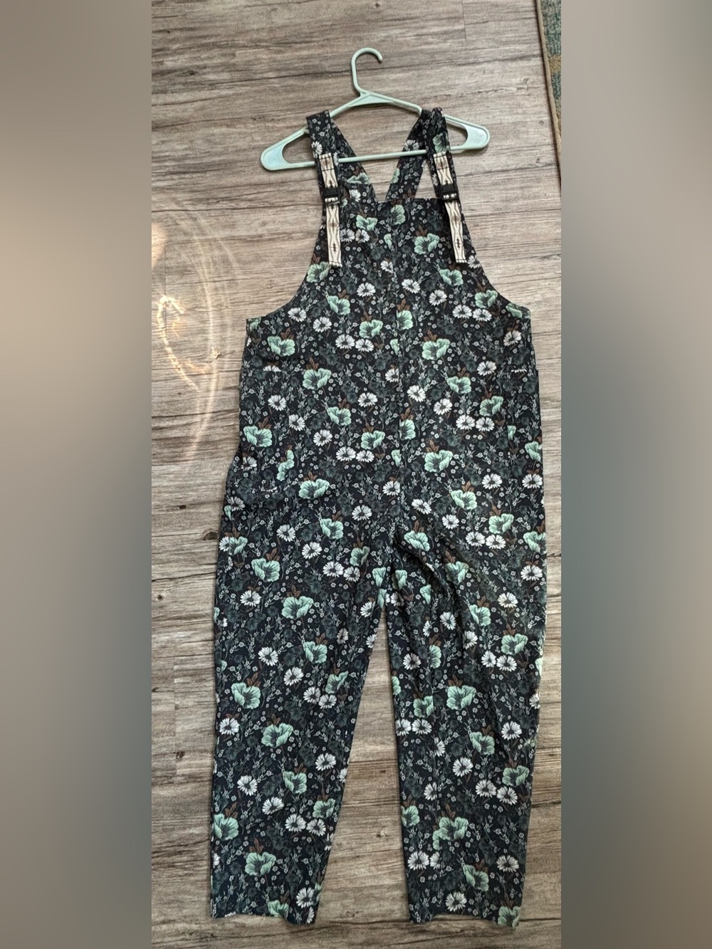 Kavu Black Floral Jumpsuit with White and Green Floral Print - Picture 1 of 5